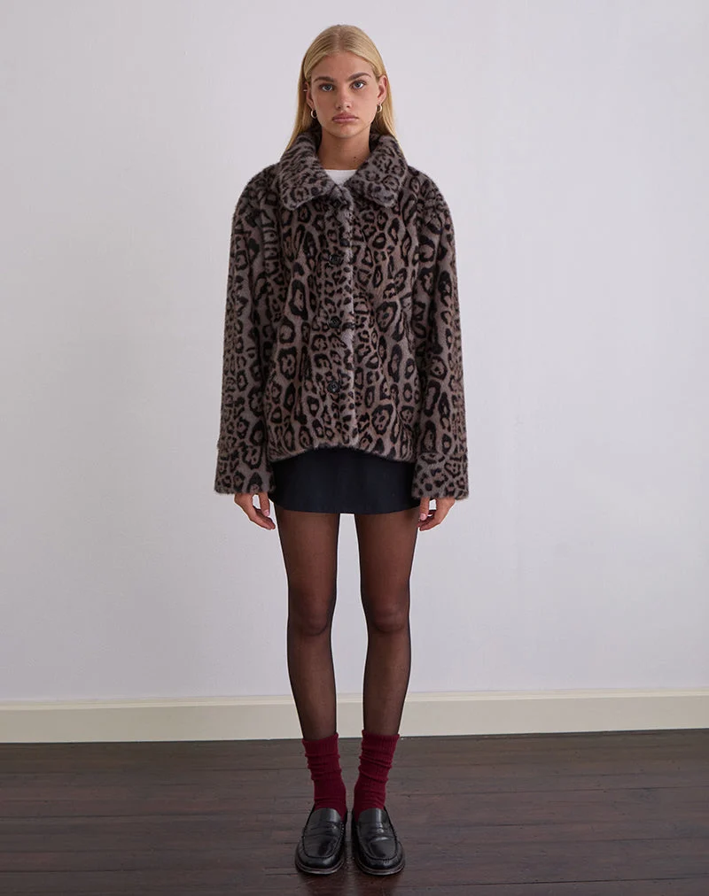 Joji Jacke in warmem Leopardengrau