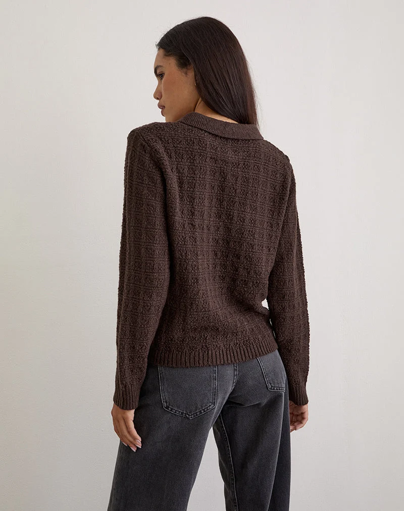 Dalina Strickpullover in Karo Braun