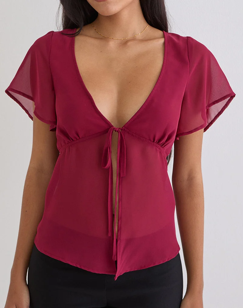 Kota Chiffonbluse in Burgunderrot