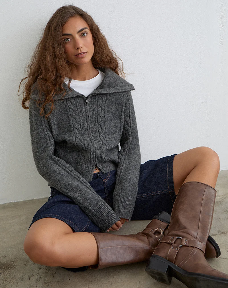 Lilena Zip-Pullover in Knit Dark Shadow