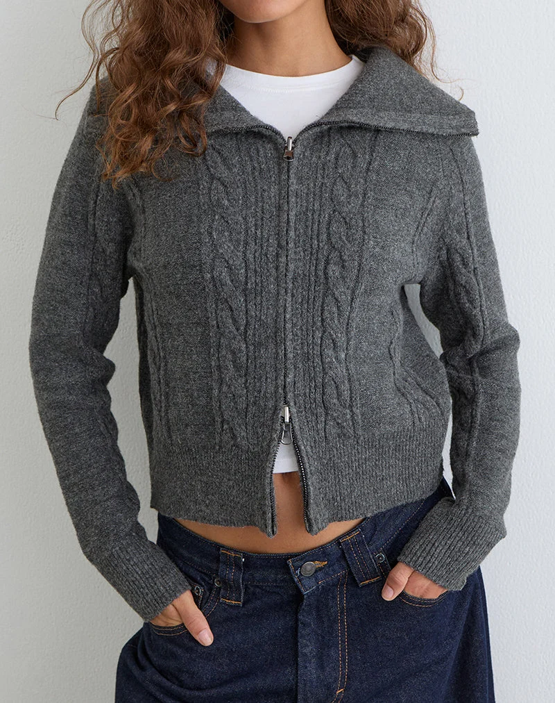 Lilena Zip-Pullover in Knit Dark Shadow