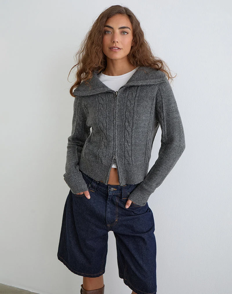 Lilena Zip-Pullover in Knit Dark Shadow