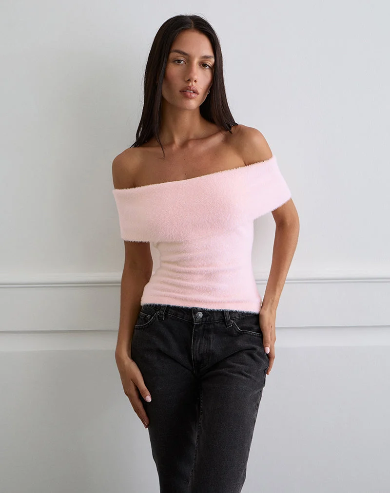 Yurian Schulterfreies Top in zartem Rosa