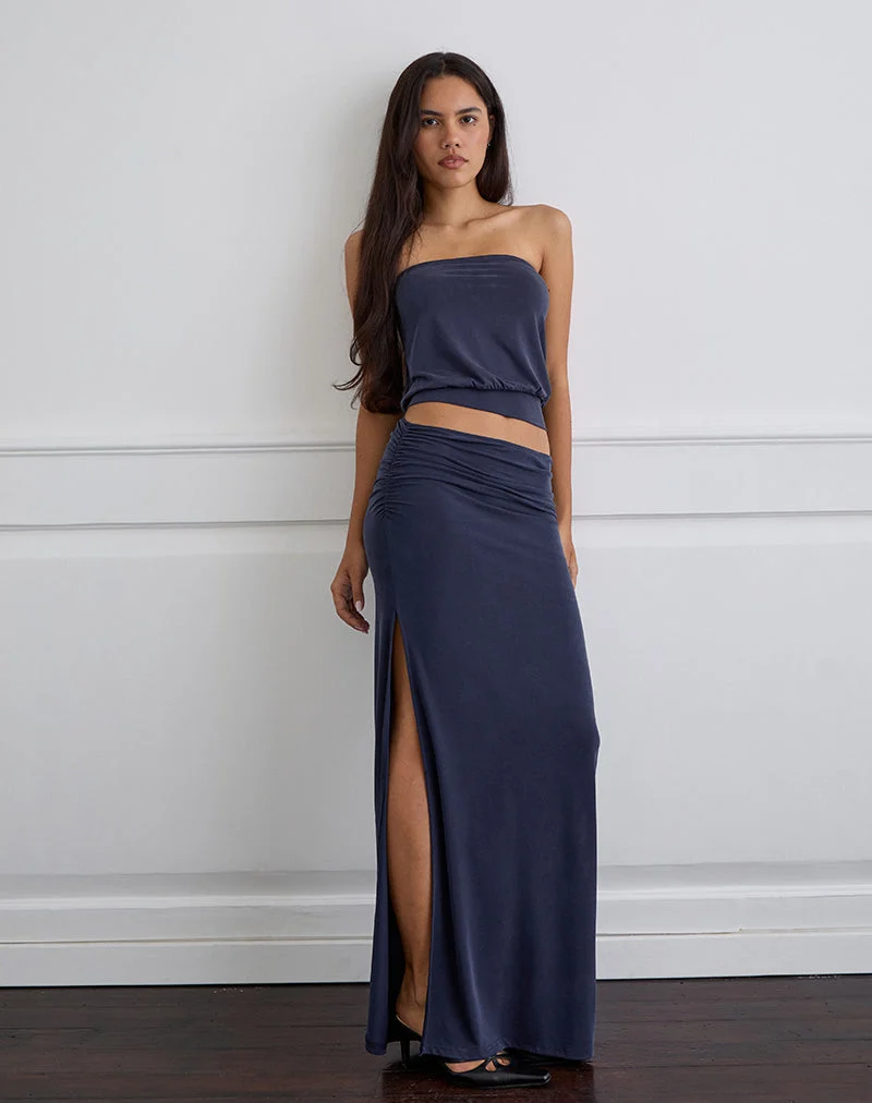 Venya Maxirock aus Cupro Navy