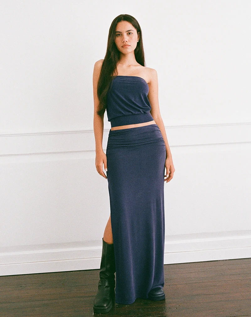Venya Maxirock aus Cupro Navy