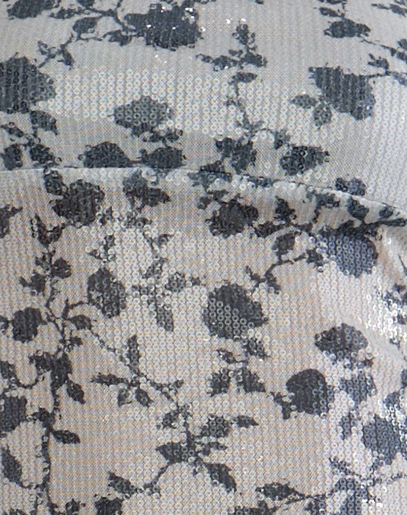 Brilia Bandeau-Top aus Paillettenblüten Grau