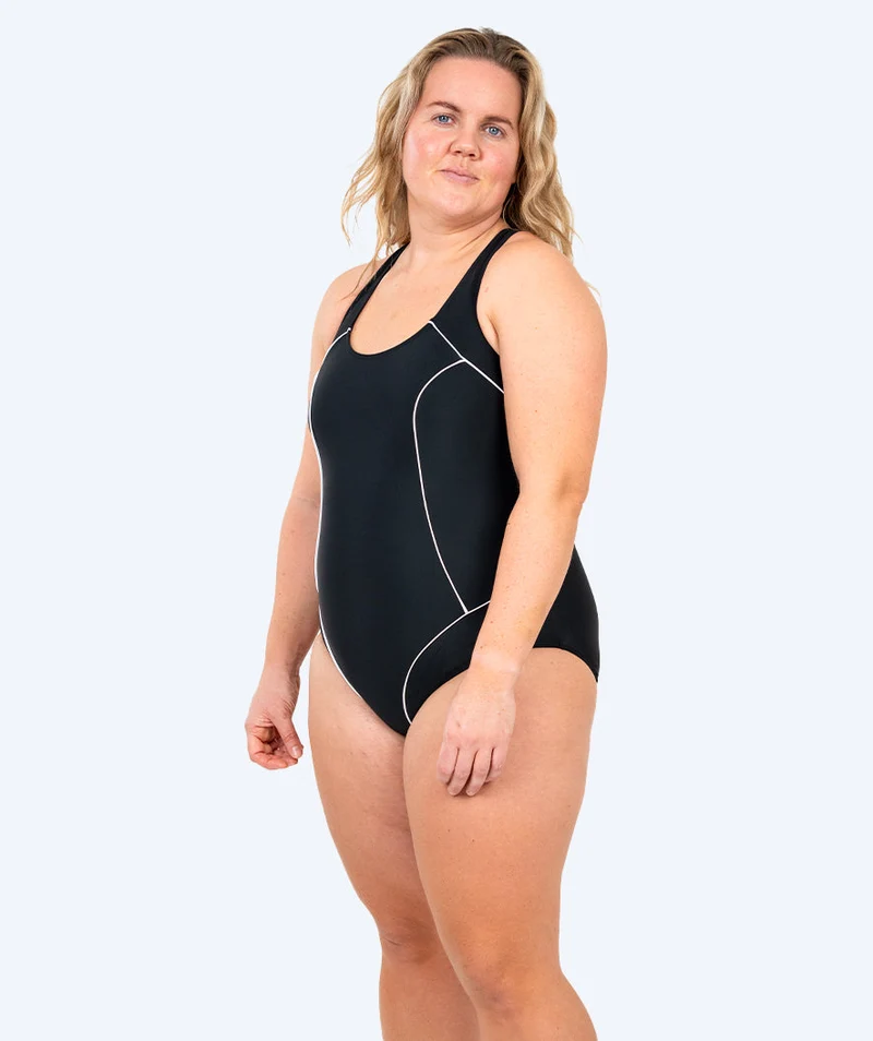 Watery Badeanzug für Damen in Plus Size - Kaito - Schwarz/Weiß