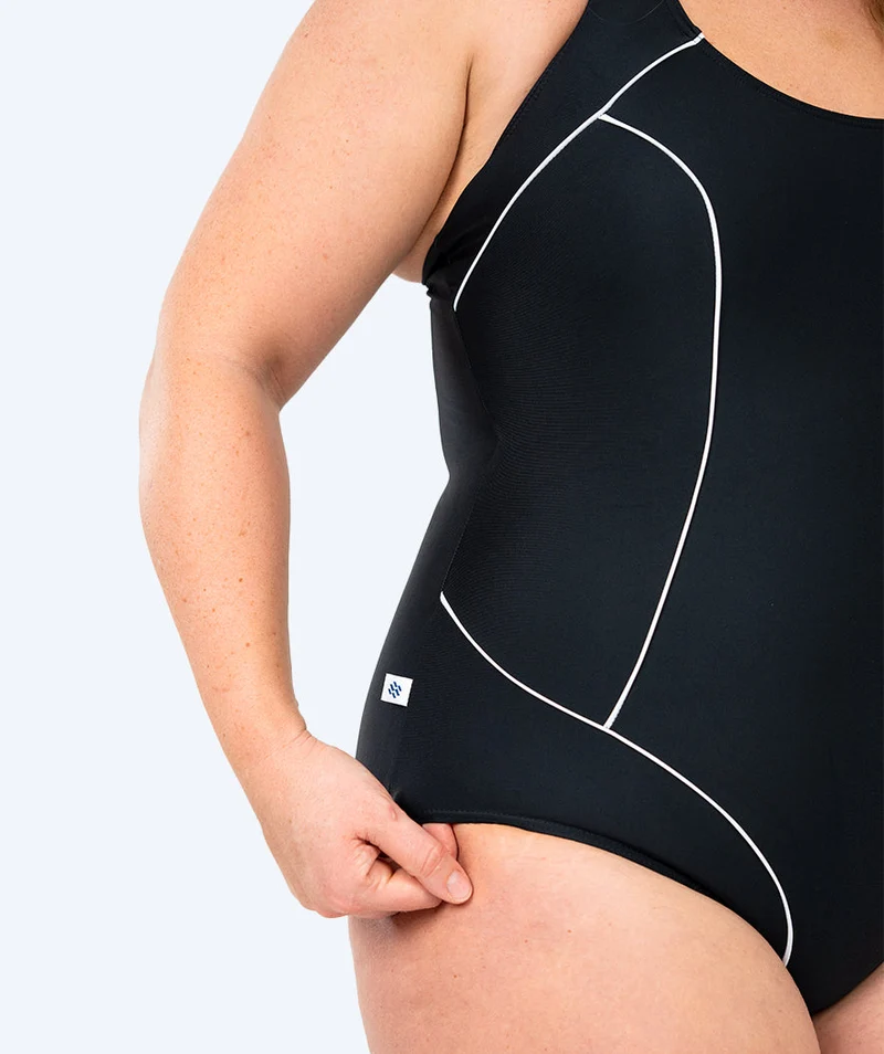 Watery Badeanzug für Damen in Plus Size - Kaito - Schwarz/Weiß