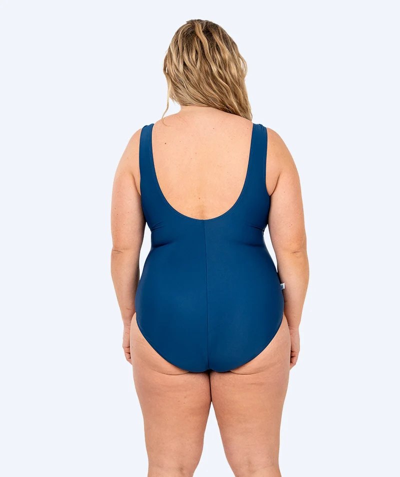 Watery Badeanzug für Damen in Plus Size - Tamaya U-Back - Dunkelblau/weiß