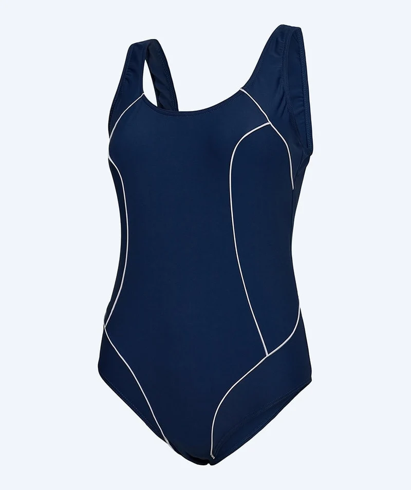 Watery Badeanzug für Damen in Plus Size - Tamaya U-Back - Dunkelblau/weiß