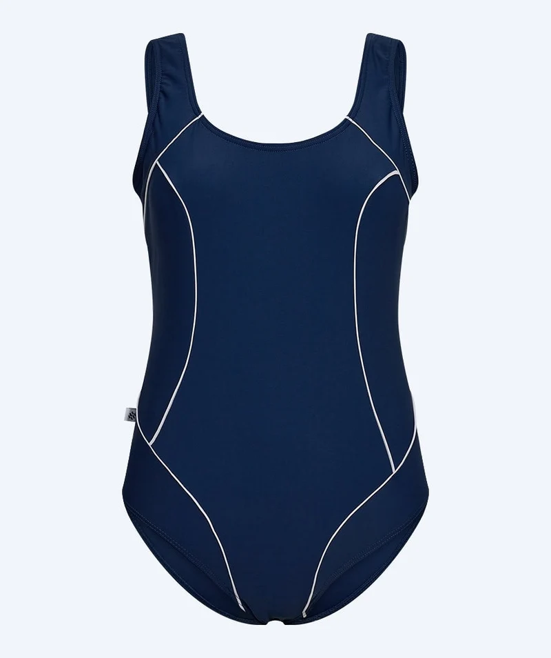 Watery Badeanzug für Damen in Plus Size - Tamaya U-Back - Dunkelblau/weiß