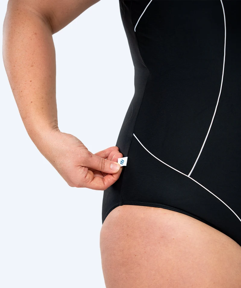 Watery Badeanzug für Damen in Plus Size - Tamaya U-Back - Schwarz/Weiß