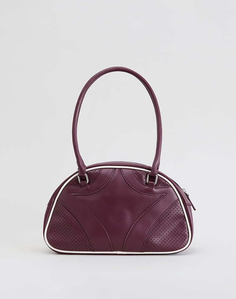 Bowler-Tasche in Creme und Burgunderrot