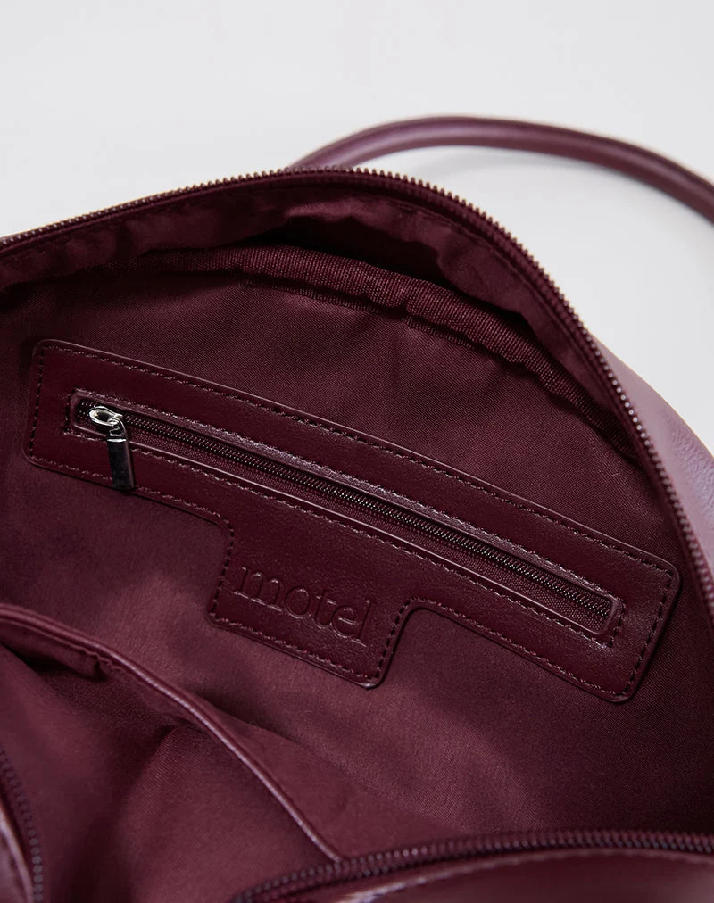 Bowler-Tasche in Creme und Burgunderrot