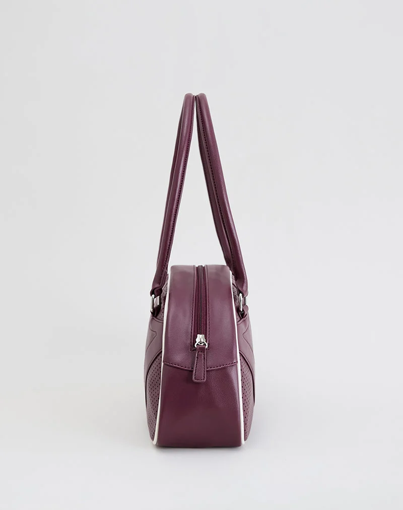 Bowler-Tasche in Creme und Burgunderrot