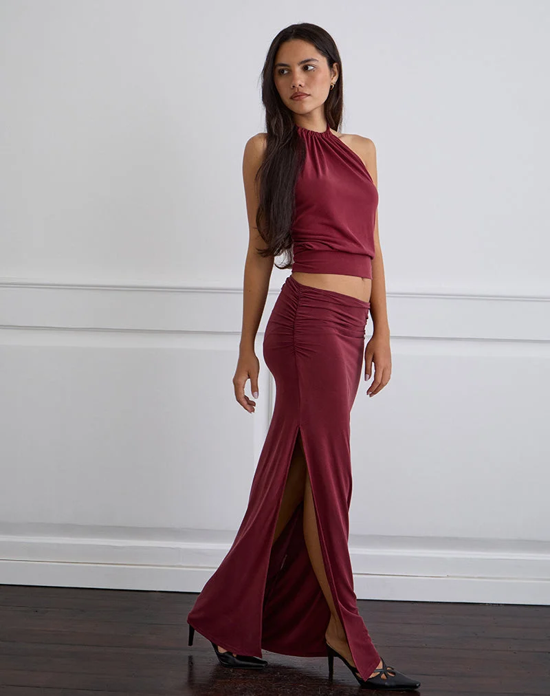 Venya Maxirock aus Cupro Burgund