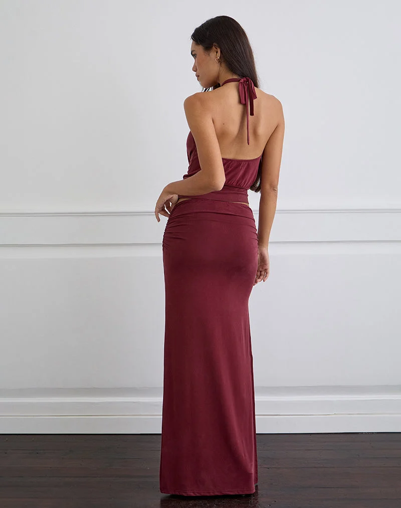 Venya Maxirock aus Cupro Burgund