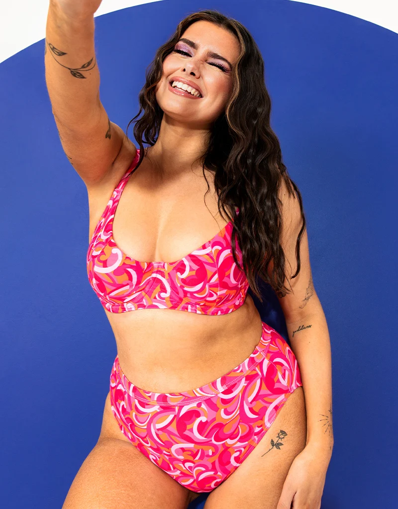 Curvy Kate Retro Wave High Waist Bikini Brief Print Mix