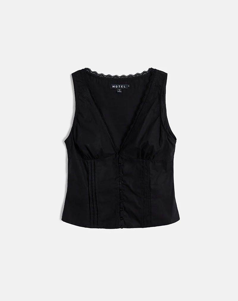 Lasily V-Ausschnitt Korsett-Top in Schwarz