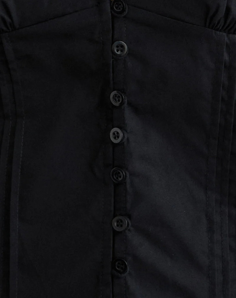 Lasily V-Ausschnitt Korsett-Top in Schwarz