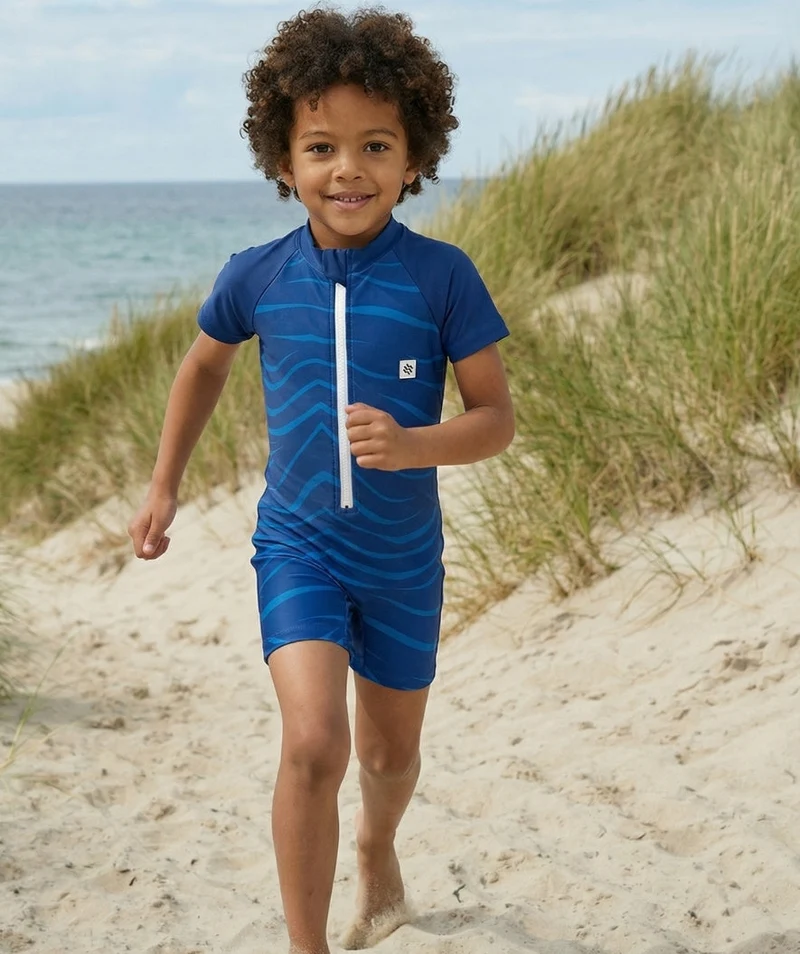 Watery UV Anzug für Kinder - Fjord Kurzarm Rashguard - Dunkelblau