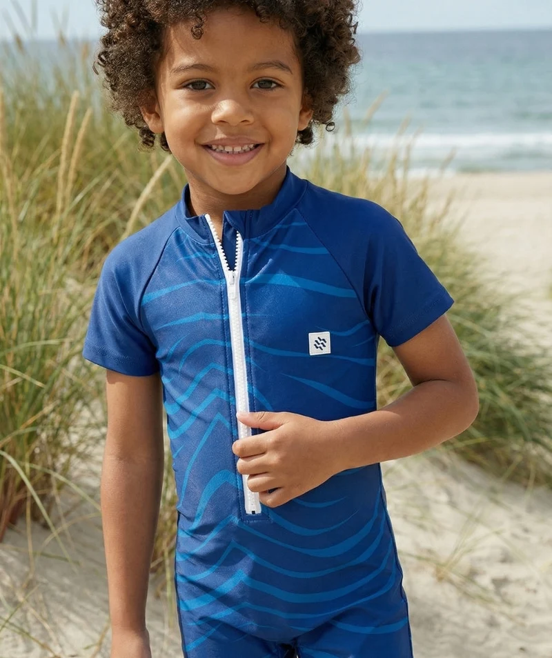 Watery UV Anzug für Kinder - Fjord Kurzarm Rashguard - Dunkelblau