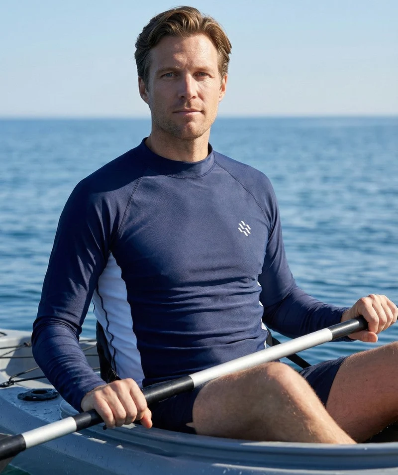 Watery UV Shirt für Herren - Talcott Langarm Rashguard - Dunkelblau/Weiß