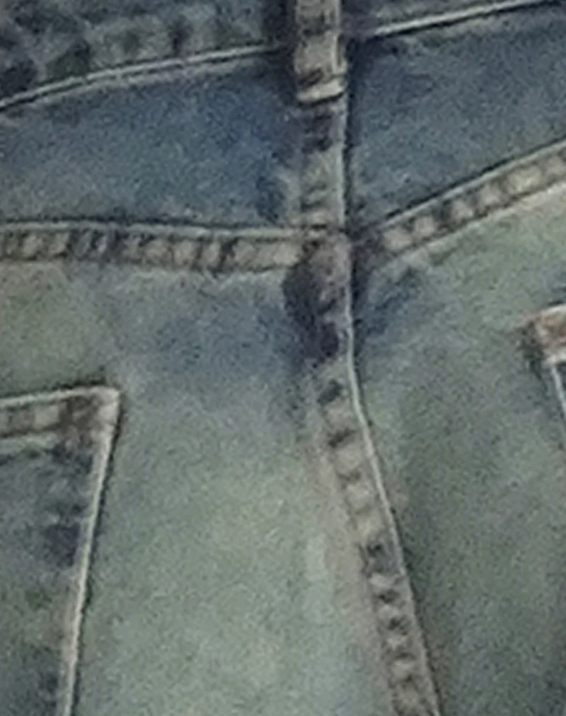 Geräumige extra weite Low Rise Jeans in Extrem Blau Grün
