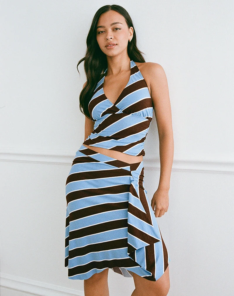 Haya Taucher-Top in Retro Stripe Blau