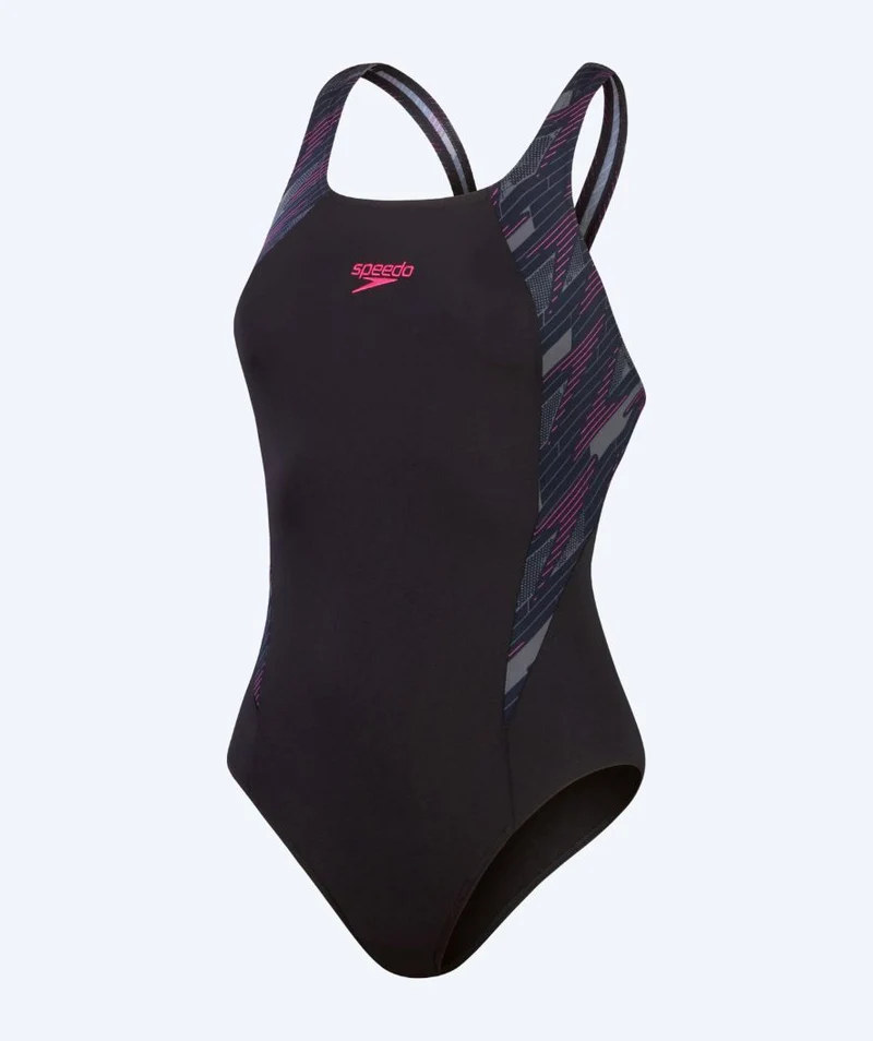 Speedo Badeanzug für Damen - Hyperboom Splice Muscleback - Schwarz/Grau