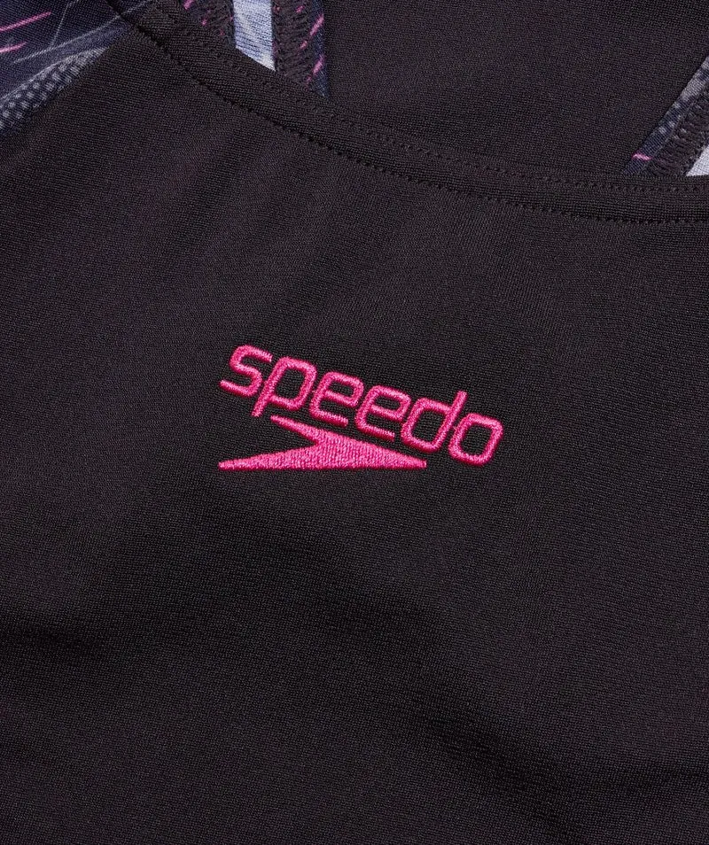 Speedo Badeanzug für Damen - Hyperboom Splice Muscleback - Schwarz/Grau