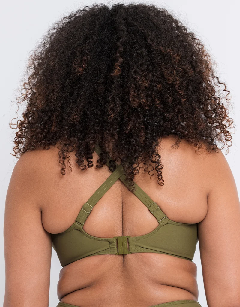 Curvy Kate Retro Sun Padded Balcony Bikini Multiway Top Olive