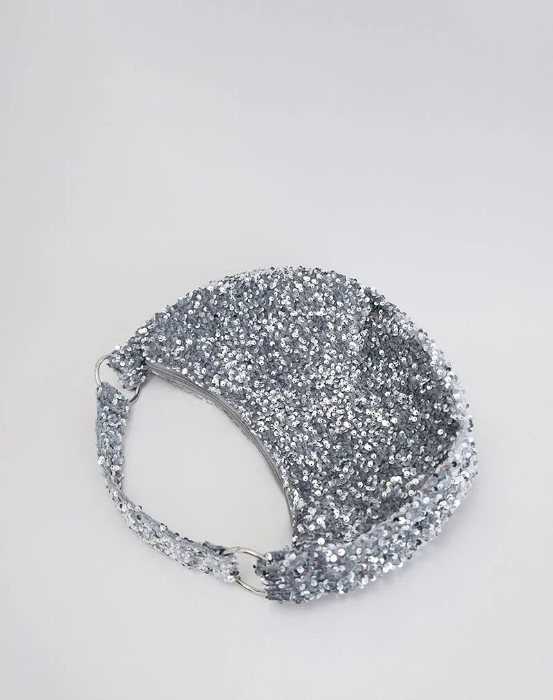 Pailletten-Hobo-Tasche in Silber