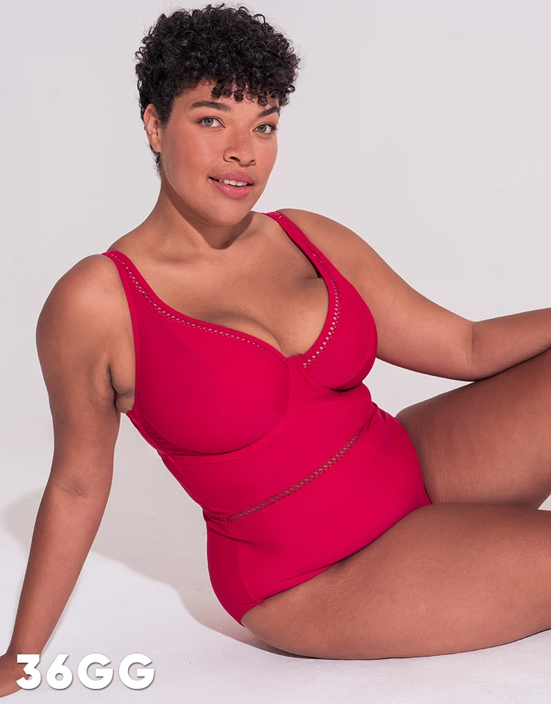 Curvy Kate First Class Multiway Plunge Swimsuit Red