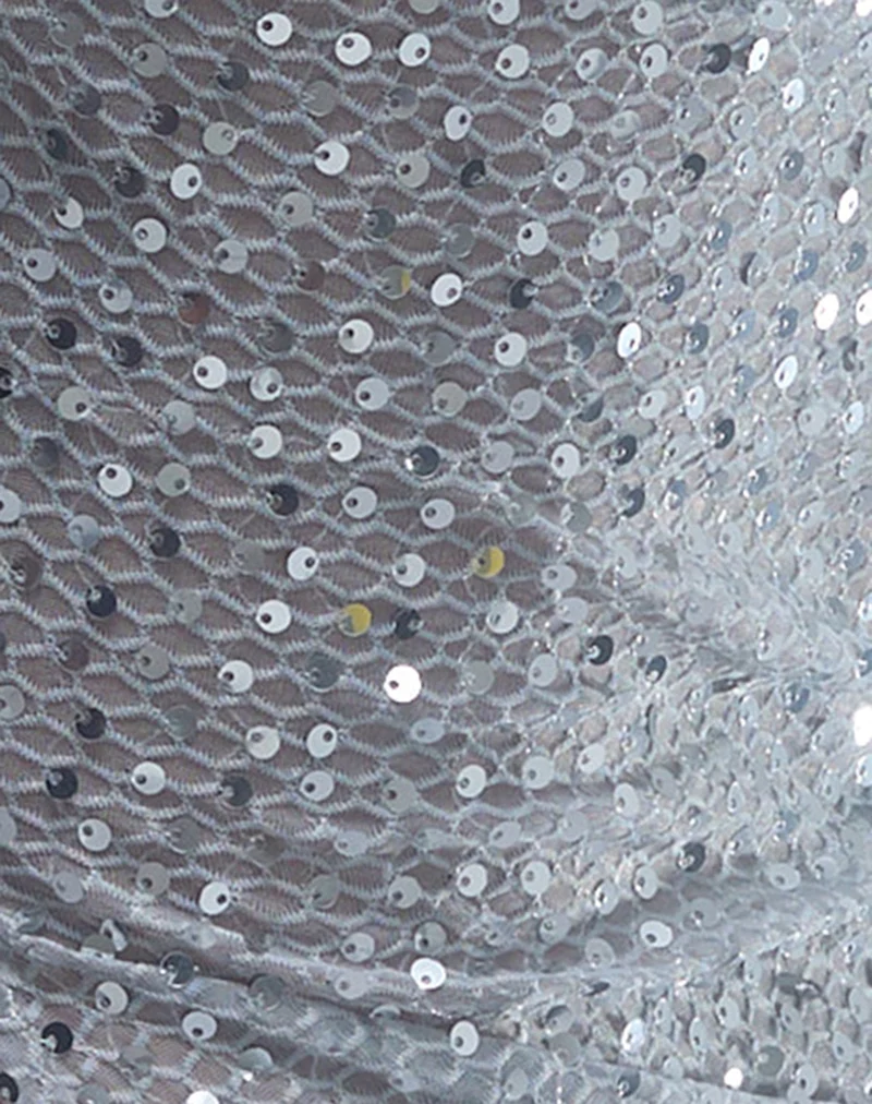 Brilia Bandeau-Top aus Paillettenstrick Silber