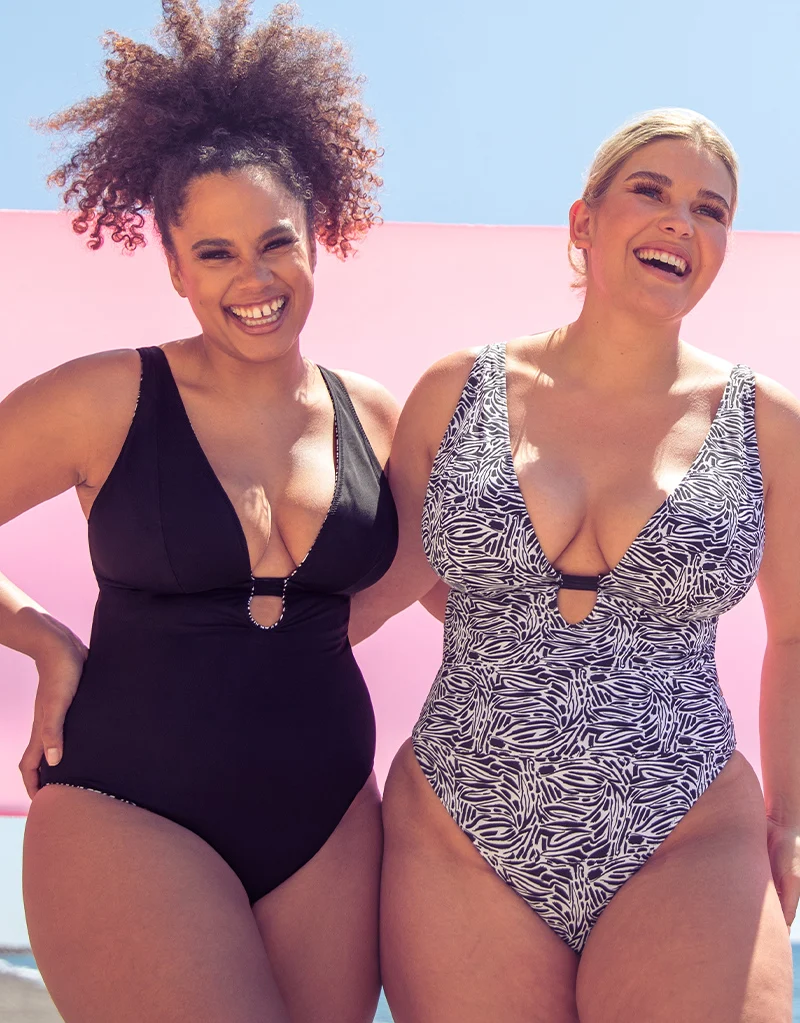 Curvy Kate Sundown Reversible Non-Wired Multiway Swimsuit Black Print
