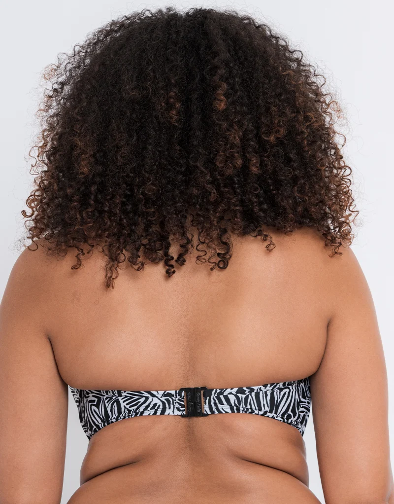 Curvy Kate Sundown Bandeau Strapless Multiway Bikini Top Black Print