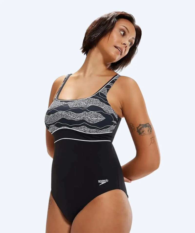 Speedo Badeanzug für Damen - Contour Eclipse - Schwarz/Weiß