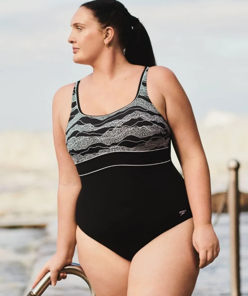 Speedo Badeanzug für Damen - Contour Eclipse - Schwarz/Weiß