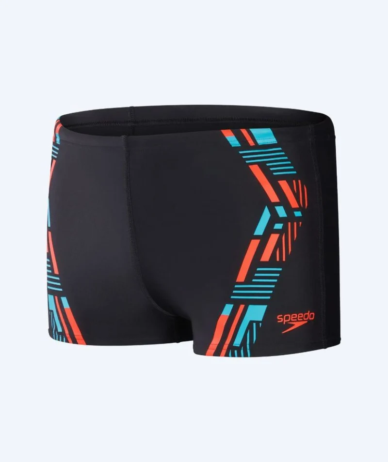 Speedo Aquashorts für Herren - Tech Print - Schwarz/Orange