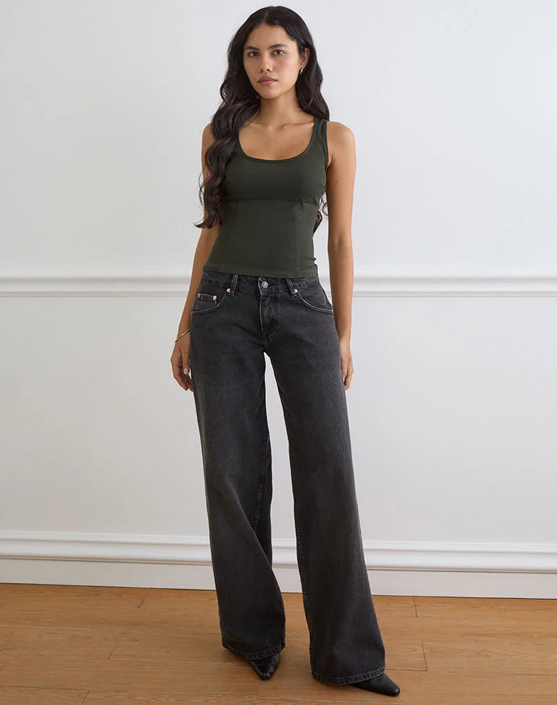 Ovia Scoop Korsett-Oberteil in Tailoring Dark Khaki
