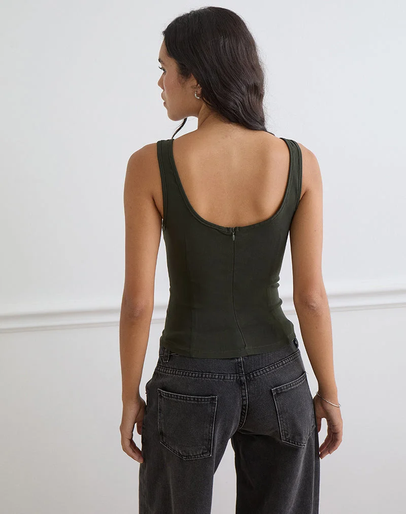 Ovia Scoop Korsett-Oberteil in Tailoring Dark Khaki