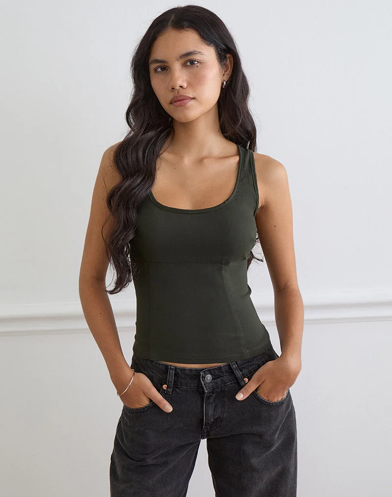 Ovia Scoop Korsett-Oberteil in Tailoring Dark Khaki