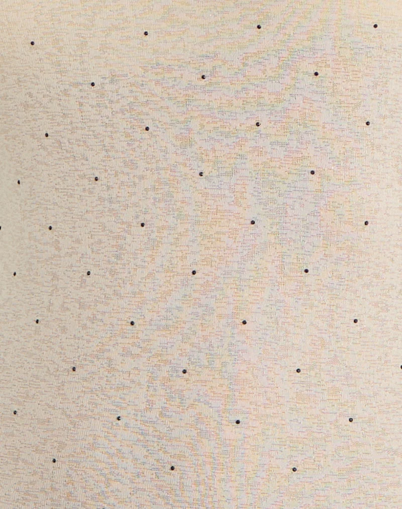 Tineko Langarm-Oberteil aus strukturiertem Jersey mit Polka-Muster in Beige
