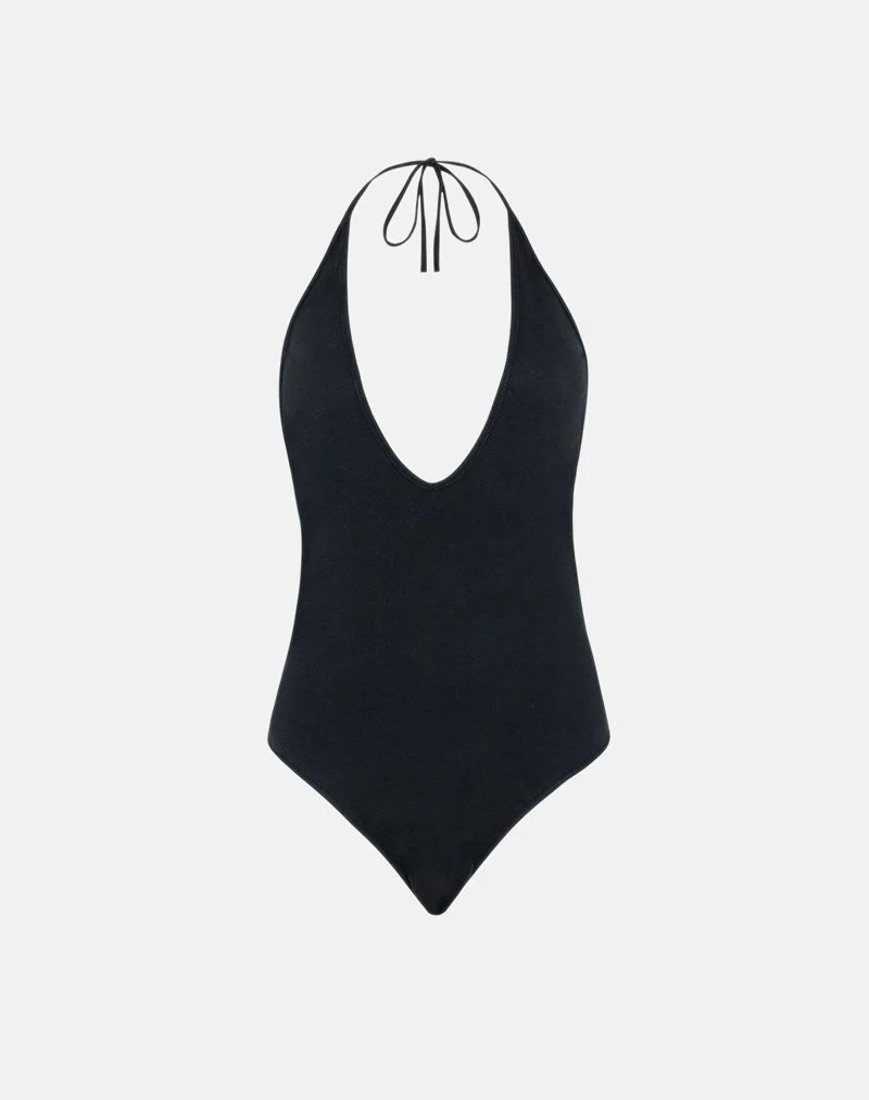 Kitty Tiefliegender Bodysuit in Schwarz