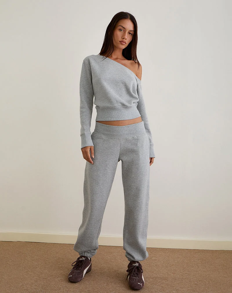 Doxia One Shoulder Sweatshirt in Grau meliert