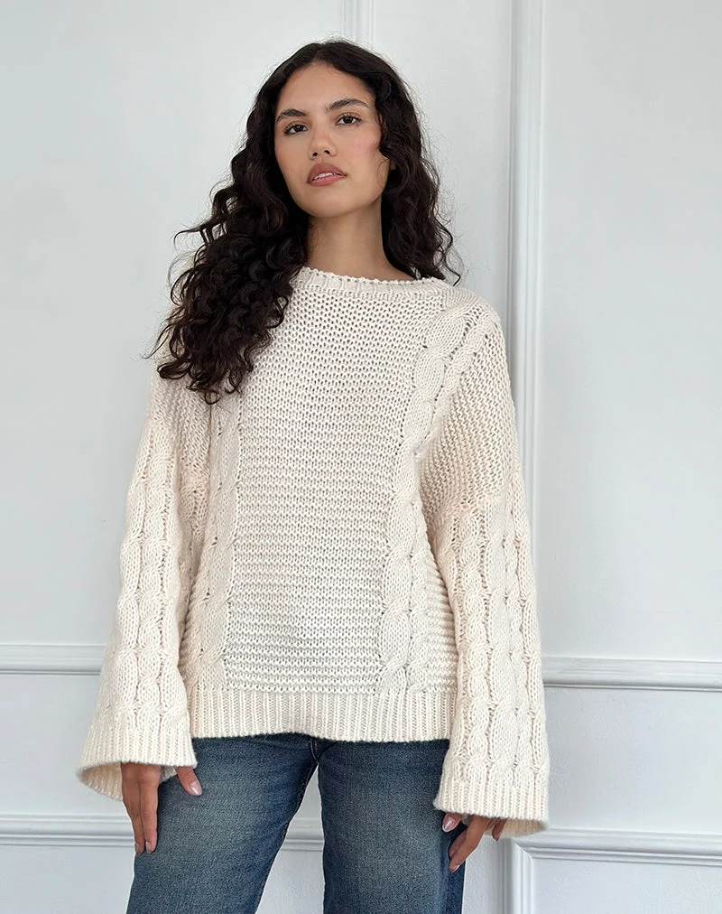 Emarti Pullover aus luxuriösem Grobstrick Elfenbein