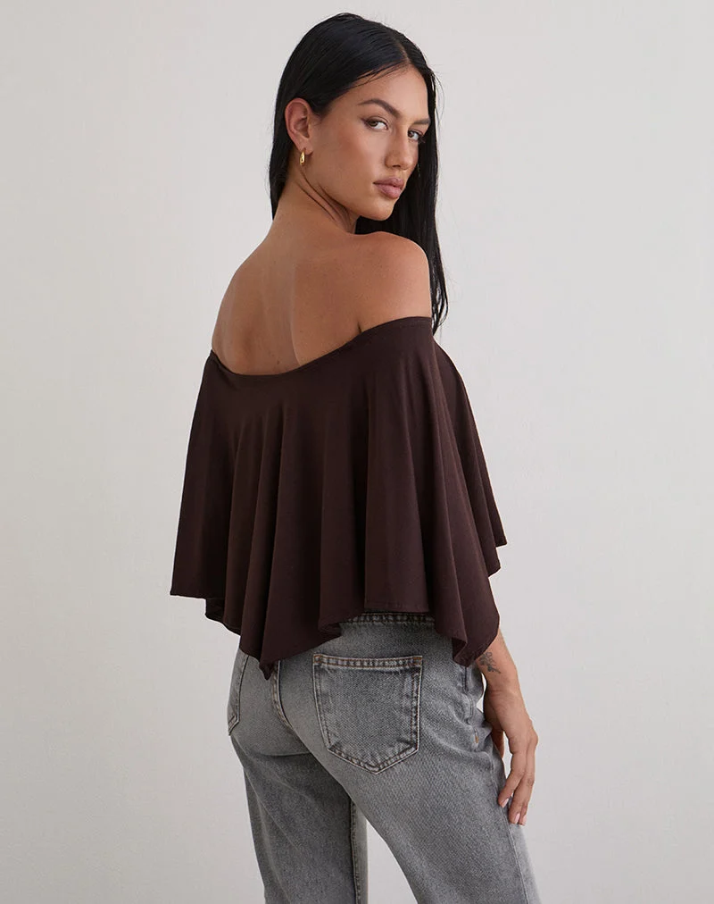 Kanela Slouch Poncho aus Jersey Bitter Chocolate