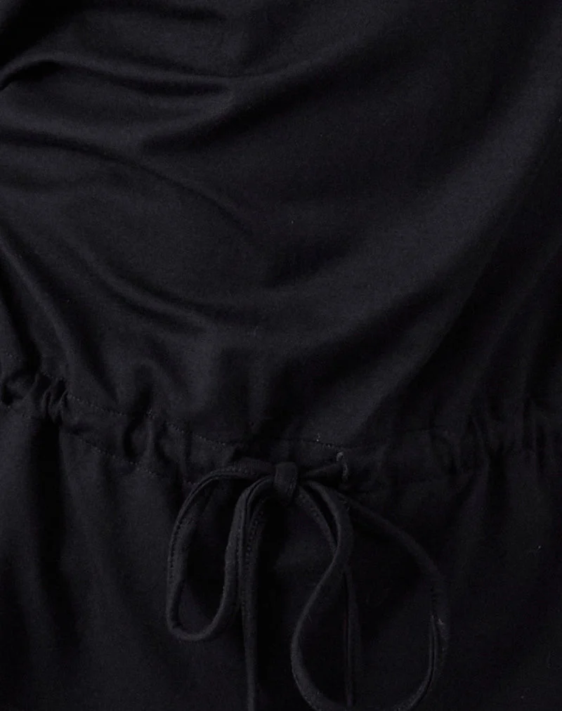Sika One Shoulder Top in Schwarz mit Bindegürtel