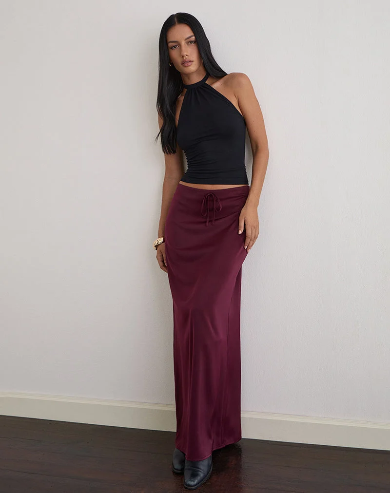 Sarinem Maxirock aus Satin in Burgund